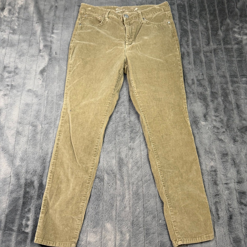 Seven7 Ultra High Rise Skinny Corduroy Pants Olive Green Khaki Womens Size 10